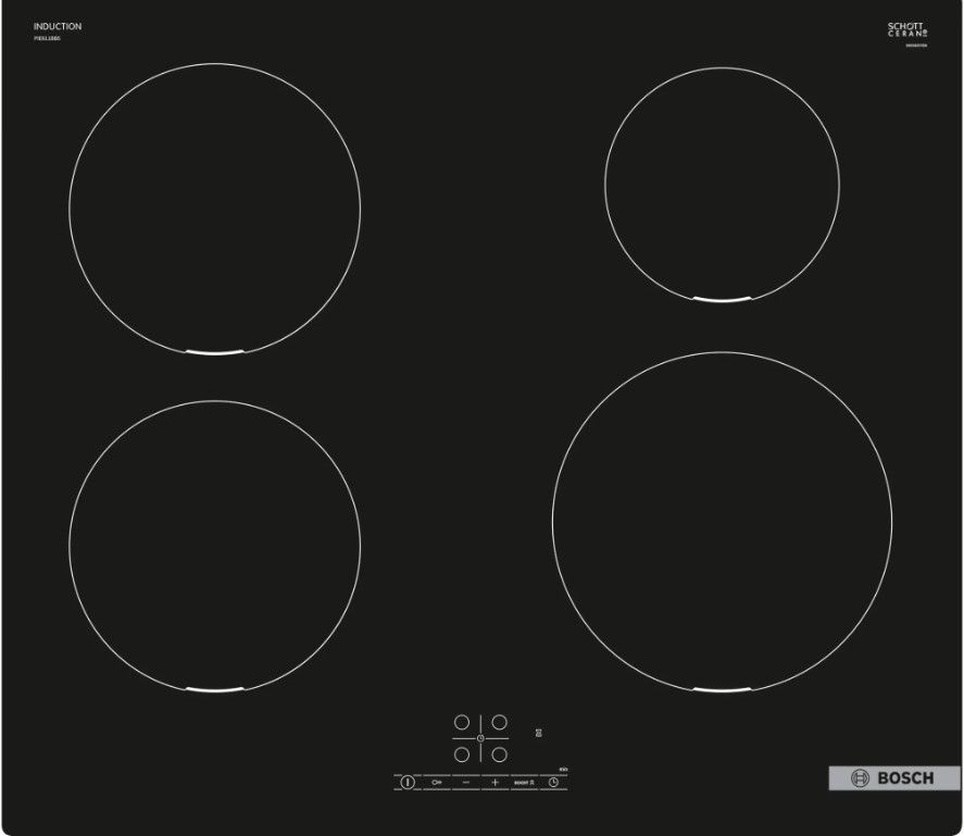 Bosch PIE611BB5E 60cm Induction Cooktop - Black, Built-in, 4 Zones