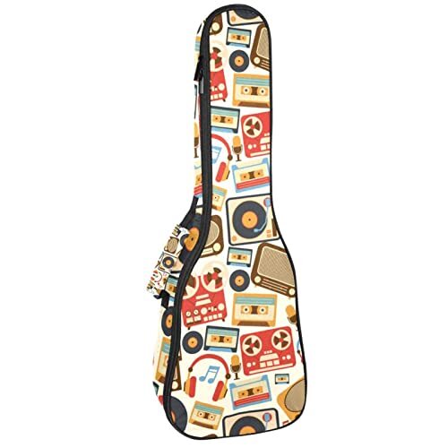 Mersov Tenor Ukulele Gigbag Waterdichte Ukelele Case Gewatteerde Rugzak, Geweldig voor Sopraan Concert (21/23/24") Naadloze Retro Muziek