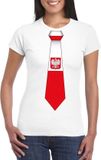 Bellatio Decorations Wit t-shirt met Poolse vlag stropdas dames - Polen supporter XXL