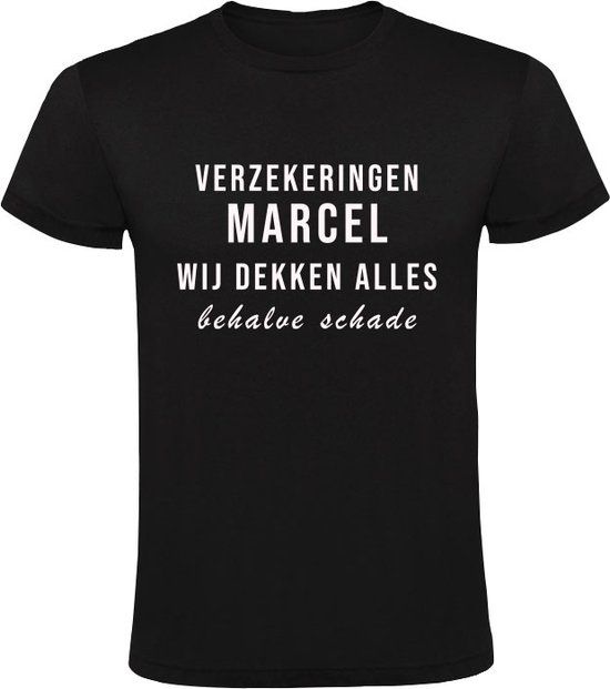 Verzekeringen Marcel Heren T-shirt - Zwart - Katoen - Maat M