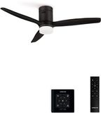 Create Stille 40W Plafondventilator met Technische ABS Bladen (Ø112cm) - Zwart - Met Licht - Controller voor Wandmontage+Afstandsbediening - WIND CALM