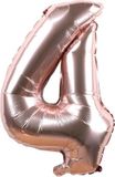 New Age Devi Cijferballon 4 ros-goud 16 inch 40 cm