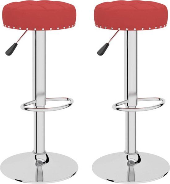 vidaXL Barkrukken - 2 stuks - Stof - Wijnrood