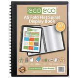 eco-eco A5 50% Gerecycleerd 60 Pocket Fold Flat Spiral Gebonden Display Boek, eco138