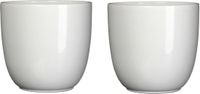 Mica Decorations 3x stuks bloempotten glans wit keramiek voor kamerplant H9 x D10 cm