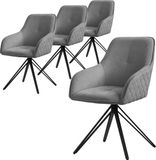 ML-design Set van 4 Eetkamerstoelen Draaibaar Grijs Geweven Stof