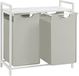 VASAGLE - Panier à linge 92 litres - 2 compartiments - avec étagère - tissu Oxford - 2 x 46 litres - 73 x 33 x 72 cm - blanc
