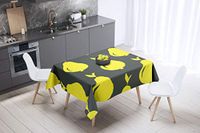 Bonamaison Tafelkleed, Anti-Mold, Sneldrogend, Waterdicht, 100% Polyester Tafellaken, Neon Geel, Rook, 140 x 140 Cm