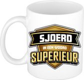 Bellatio Decorations Naam mok Sjoerd - wit - Superieur - keramiek - 300 ml - collega beker - cadeau
