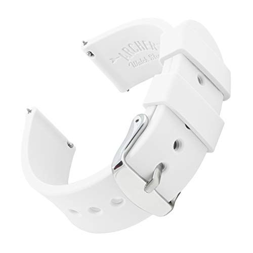 Archer Watch Straps - Vervangende Quick Release Horlogebanden van Zacht Siliconen Rubber voor Dames en Heren (Wit, 22mm)