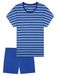 Schiesser dames shortama 100% katoen - Casual Essentials - Zomer pyjama korte broek en korte mouwen - 44 - Blauw