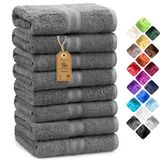 NatureMark Set van 8 Handdoeken - 100% Katoen - Absorberende en Duurzame Handdoeken, Maat 50×100 cm, Antracietgrijs