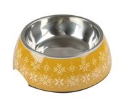 Voederbak, Melamine voederbak, roestvrij staal, afneembaar, 300 ml, diameter 14,7 cm, mix and match etnic