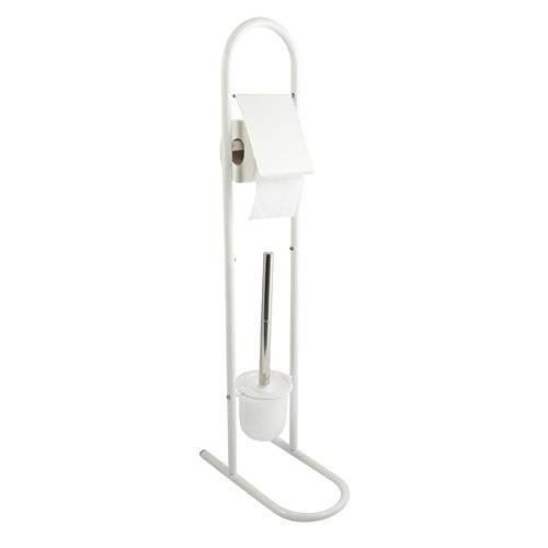 MSV Staande Toiletborstel - RVS - Wit - 15,7 x 29 x 79 cm