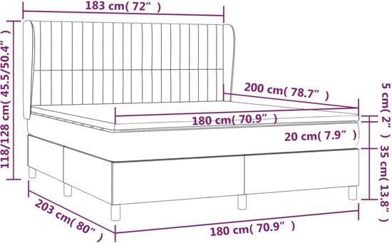 vidaXL Boxspring met matras fluweel donkergrijs 180x200 cm