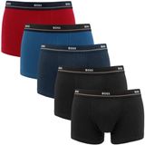 HUGO BOSS Essential trunks (5-pack) - heren boxers kort - petrol - zwart - donkerblauw - donkerrood en zwart