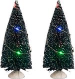 Feeric lights & Christmas Feeric Christmas Kerstdorp mini kerstboompjes - 2x st - 15 cm - verlicht - 20 gekleurde LED lampjes
