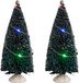Feeric lights & Christmas Feeric Christmas Kerstdorp mini kerstboompjes - 2x st - 15 cm - verlicht - 20 gekleurde LED lampjes