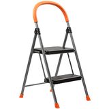 Ladder met 2 stappen, opvouwbare metalen step-kruk voor volwassenen, draagbare stalen opvouwbare step ladder voor heavy duty, breed anti-slip pedaal, lichtgewicht en stevig