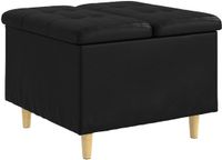 vidaXL Pouf de rangement, noir, 60 x 60 x 45 cm, similicuir