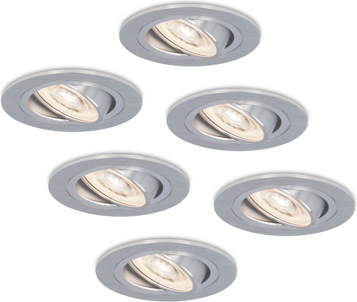 HOFTRONIC 6x Chandler LED platte inbouwspot (35mm)- 3.8 Watt 270lm - Neutraal wit 4000K - GU10 LED module - Dimbaar - IP20 - kantelbaar