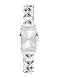 Tamaris Dameshorloge – sieradenbandje voor dames, rond en hoekig, Zilver Mini/sierband, 21 x 25 mm, Zilveren schakel-sierband