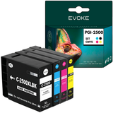 EVOKE Canon 4x Printerinkt Voor Canon MAXIFY MB5050 5150 5155 5350 5450 5455 iB4050 iB4150 | | PGI2500 Zwart + XL Kleurset | CMYK