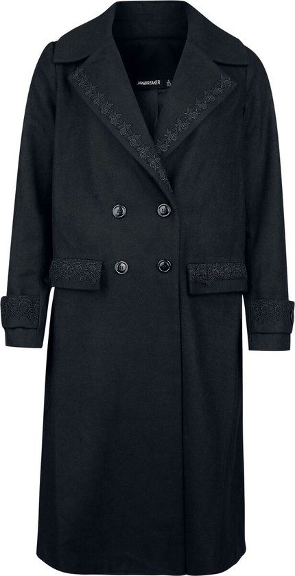 Jawbreaker Lace Trim Boxy Double Breasted Coat Dames Lange jassen - zwart - XXL