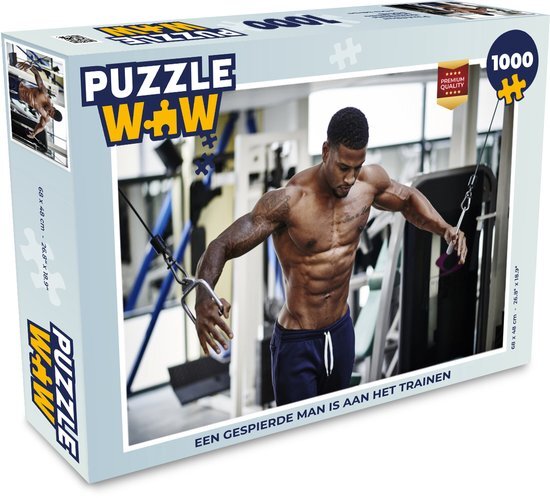 MuchoWow Puzzel Een gespierde man is aan het trainen - Legpuzzel - Puzzel 1000 stukjes volwassenen