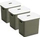 Sunware Sigma Home Boîtes de rangement avec couvercle - 3 Pièces - 25 Litres - Vert foncé - Plastique - 35 x 25 x 36 cm