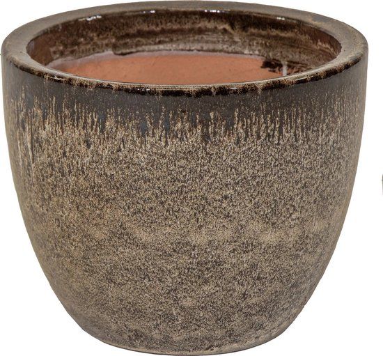 Merkloos Mcollections Pot egg glazuur d18h15 bruin