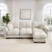 OKWISH Canapé d'angle 260 x 149 x 149 cm - Canapé en forme de L 3 places avec ottomane amovible et 2 coussins décoratifs - Chenille - Kaki clair