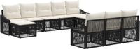 vidaXL Tuinbank - Set - 10 zitplekken - Zwart - Polyrattan