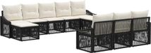 vidaXL Tuinbank - Set - 10 zitplekken - Zwart - Polyrattan