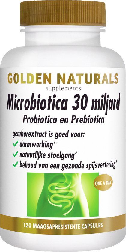 Golden Naturals Microbiotica 30 miljard (120 veganistische maagsapresistente capsules)