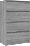 vidaXL Dressoir 60x35x98,5 cm bewerkt hout grijs sonoma eikenkleurig