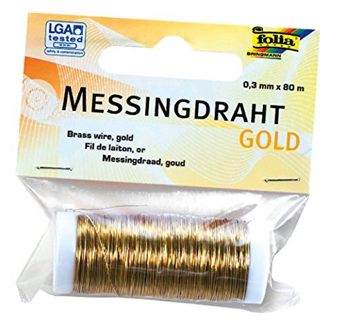 Folia 79465 - messingdraad, goud, 1 spoel 0,3 mm x 80 m - ideaal voor knutselwerk, stukken en sieraden