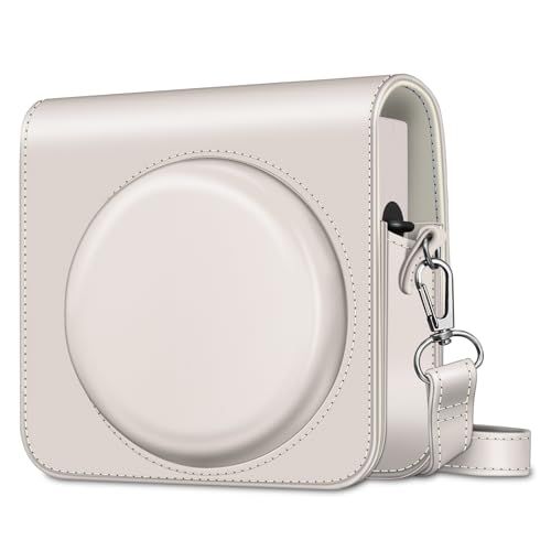 Fintie Tas voor Fujifilm Instax Square SQ1 / Instax Square SQ40 polaroidcamera, premium beschermhoes voor op reis, met afneembare riem, wit