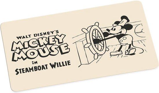 GEDA LABELS Snijplank - Mickey Mouse in steamboat Willie - Rechthoek - Kunststof - Beige - 23.50 x 14.50 cm