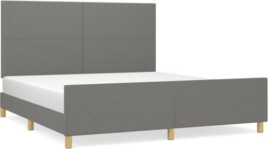 vidaXL Bedframe zonder matras stof donkergrijs 180x200 cm