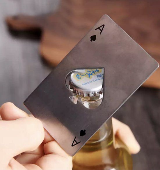 Bier opener - Kaart - Schoppen A - Pokerkaart - Flesopener - Zilver