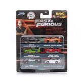 Jada Toys Fast & Furious Nano-voertuigen (1,65 inch) - set van 6 modelauto's van metaal, officieel gelicentieerd, mini-voertuigen voor fans en kinderen vanaf 3 jaar, verzamelset in blisterverpakking