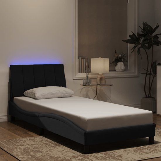 vidaXL Bedframe met LED fluweel zwart 80x200 cm