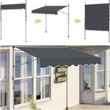 Merkloos Luifels - 350cm Zonneluifel Verstelbaar - UV- en Waterbescherming voor Balkon, Terras en Tuin - Antraciet