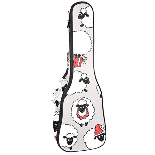 Mersov Concert Ukelele Rugzak, Heavy Duty Ukulele Case Bag met Opslag, Sopraan Concert Tenor Ukelele 10 MM Gewatteerde Tas Schapen Cadeaus