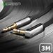 Ugreen 3 Meter – Zwart - Mannetje naar Mannetje - Premium 3.5mm haaks audiokabel Ultra Plat