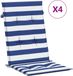 vidaXL Coussin de chaise 4 pièces dossier haut tissu rayé blanc et bleu