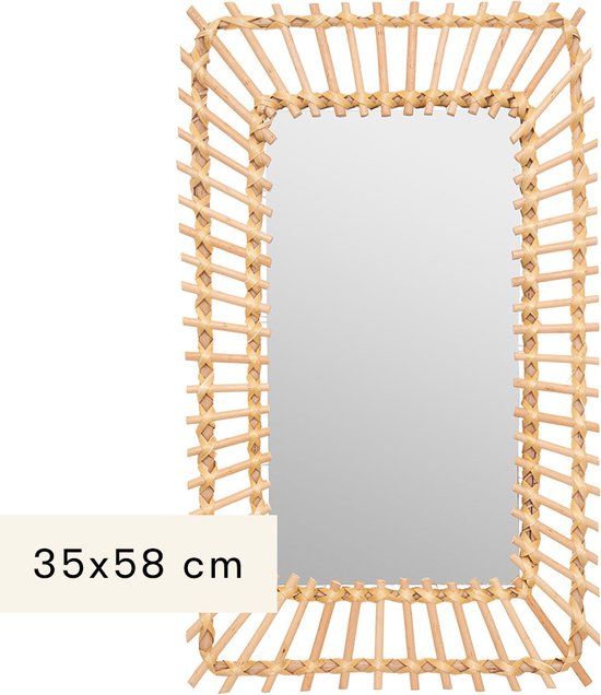 Wandspiegel Doriane - 35 x 58 cm - Hout/Beige - Landelijk