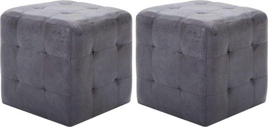 vidaXL Nachtkastjes - 2 stuks - 30x30x30 cm - Kunstsuède - Grijs
