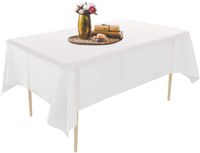 Puricon Pack of 10 disposable plastic tablecloths 137 x 274 cm, white